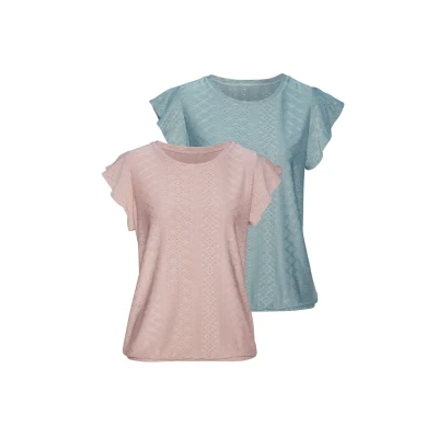 Abbildung von Vivance Kurzarmshirt »mit Lochstickerei«, (2er Pack), aus pflegeleichter Qualität