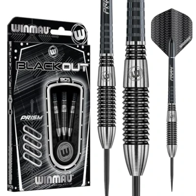 Abbildung von WINMAU Blackout 2: 26g Profi Wolfram Steeltip Dartpfeile Set mit Flights und Schäfte