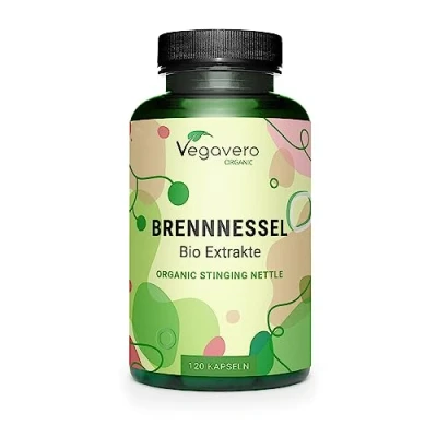 Abbildung von BIO BRENNNESSEL Kapseln hochdosiert 100% Rohstoffe aus Europa 900 mg Extrakt Wurzel + Blatt Laborgeprüft 120 Vegan und ohne Zusatzstoffe Deutsche Produktion von Vegavero®