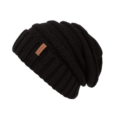 Abbildung von FURTALK Gestrickte Winter Slouchy Beanie Mütze Oversized Unisex Crochet Cable Ski Cap Baggy Slouch Hüte für Frauen Männer, Schwarz, Einheitsgröße