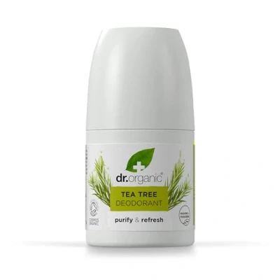 Abbildung von Dr Organic Teebaum Deodorant, Aluminiumfrei, Für Männer und Frauen, Natürlich, Vegan, Tierversuchsfrei, Paraben &amp; SLS frei, Recycelt Recyclebar, Zertifiziert Bio, 50ml