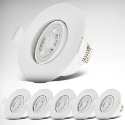 Abbildung von B.K.Licht 6er Set LED Einbaustrahler 230V, Schwenkbare Strahler für das Badezimmer IP65, Deckenstrahler, Spots, Deckenspots, Badezimmerlampe, 9 x 4,2 cm (DxH), Weiß