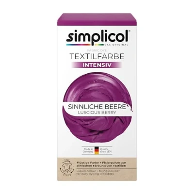 Abbildung von Simplicol Textilfarbe intensiv 18 Farben Lila Einfaches Färben, Sinnliche Beere 1806, 550 gramm