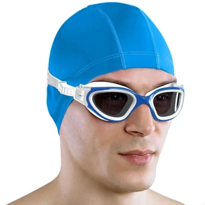 Abbildung von AqtivAqua Schwimmbrille Herren Damen Schwimmbrillen Erwachsene Kinder DX S (Blau weiß, Getönte)