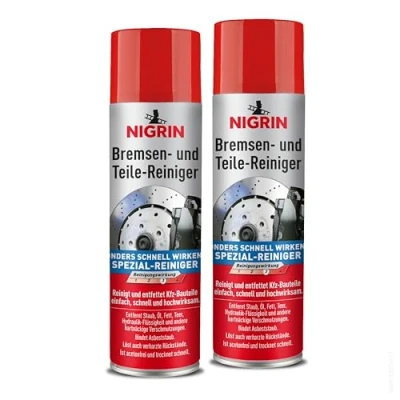 Abbildung von NIGRIN Bremsenreiniger, Motor Teilereiniger, zur Entfettung von Bremsen , und Maschinenteilen, 2er Pack 500 ml Sprühdose