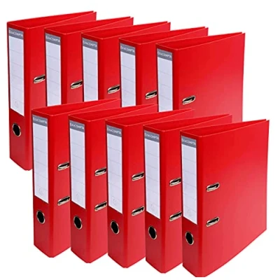 Abbildung von Exacompta 53745E 10er Pack Premium PVC Ordner Prem&#039;Touch. 7 cm breit DIN A4 Ringordner Aktenordner Briefordner Büroordner Plastikordner Schlitzordner rot