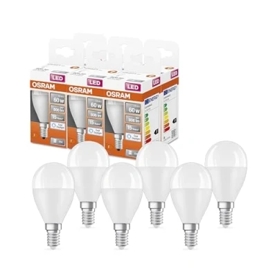 Abbildung von OSRAM LED Star Classic P60 Lampe für E14 Sockel, Tropfenform, FR, 806 Lumen, tageslichtweiß (6500K), Ersatz herkömmliche 60W Glühbirnen, nicht dimmbar, 6er Pack