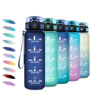 Abbildung von Trinkflasche Kinder 500ml, mit Filte, Kohlensäure Geeignet, Auslaufsicher, Motivierende Wasserflasche Zeitmarkierung, Sportflasche für Fitness, Camping, Fahhrad, Wandern, Yoga