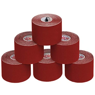 Abbildung von ALPIDEX Kinesiologie Tape 1/3/ 6/12 Rollen Viele Farben 5 m x cm Anwendungsbroschüre Elastisch Wasserfest Hautfreundlich Physio Muskel Set, Farbe:rot, Menge:6