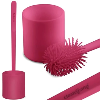 Abbildung von CleanGang Toilettenbürste Silikon B!Rush für eine gründliche &amp; einfache Reinigung in Magenta WC Reinigungsbürste mit Borsten schnell trocknende hygienische Klobürste 1 Stück