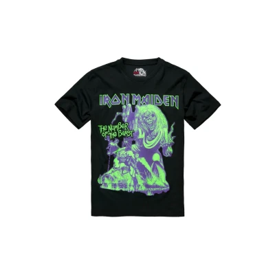 Abbildung von Brandit IRON Maiden NOTB GLOW IN THE DARK Pigment Tshirt print, Herren, Größe: XL, Black