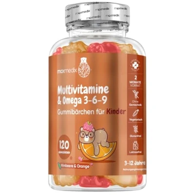 Abbildung von Multivitamin Gummibärchen für Kinder 120 Fruchtgummis Himbeer &amp; Orangengeschmack