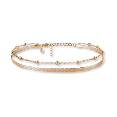 Abbildung von GD GOOD.designs Fußkettchen Rosegold für Damen I Mehrreihige Fußkette Verstellbar Schlangenkette Fußschmuck in Rose Wasserfest