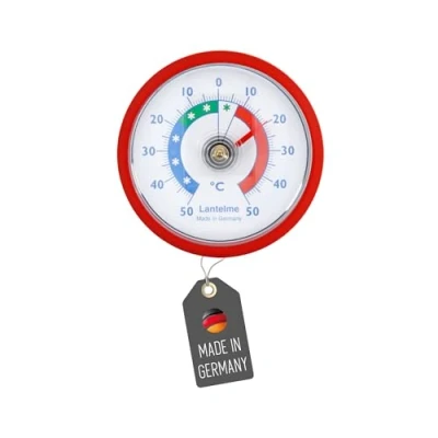 Abbildung von Lantelme Kühlschrankthermometer selbstklebend Thermometer auch für Gefrierschrank Eisfach Kühltheke Kühlzelle Kühlfach Kühlschrank zum ankleben Bimetall und Analog (Rot)