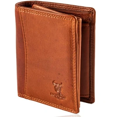 Abbildung von MATADOR Kleines RFID Blocker Portemonnaie Herren Klein Leder Kleine Geldbörse Slim Wallet mit Münzfach Portmonee Brieftasche Geschenk Box Frauen &amp; Männer Vintage Braun