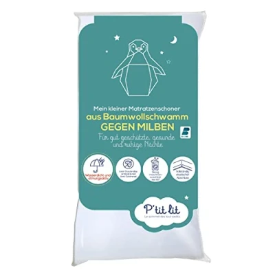 Abbildung von P&#039;tit lit Anti Staubmilben Baby Matratzenschoner Wasserdichter 70x140 cm Frottee aus 100% Baumwolle Saugfähig und leise Oeko Tex®