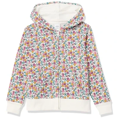 Abbildung von Amazon Essentials Mädchen Fleece Kapuzenpullover mit Reißverschluss, Weiß Streublumen, 10 Jahre