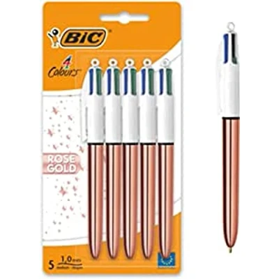 Abbildung von BIC 4 Farben Kugelschreiber Set Colours Rose Gold, 5er Pack, Strichstärke 0,4 mm, Ideal für das Büro, Home Office oder die Schule, 1 Stück (1er Pack)