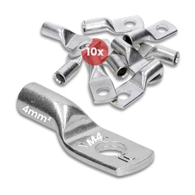 Abbildung von 10 Stück Kalitec HR4 4 Handelsübliche Rohrkabelschuhe 4mm² M4 I ohne Sichtloch Made in Germany