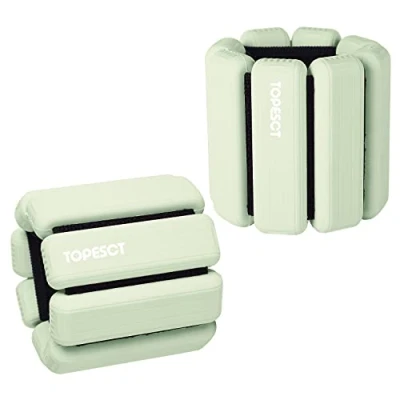 Abbildung von TOPESCT Verstellbare Handgelenkgewichte Set von 2 (je 0,5 kg) Tragbares Handgelenk und Knöchelgewichte Armband für Yoga, Tanz, Barre, Pilates, Cardio, Aerobic, Walking(Olivgrün)
