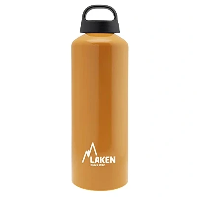 Abbildung von Laken Classic Alu Trinkflasche Weite Öffnung Schraubdeckel mit Schlaufe, BPA frei Aluminiumtrinkflasche, 1L, Orange