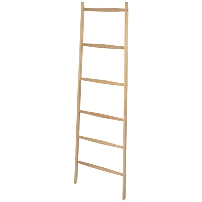 Abbildung von WENKO Handtuchleiter Mod. Acina, Handtuchhalter aus FSC® zertifiziertem Akazienholz zum Anlehnen an die Wand, mit 6 Handtuchstangen für Handtücher, Kleidung und Accessoires, 55 x 170,5 21 cm