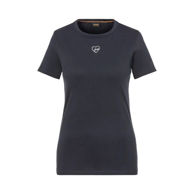 Abbildung von BOSS LOGO Tshirt basic, Damen, Größe: XS, Dark blue