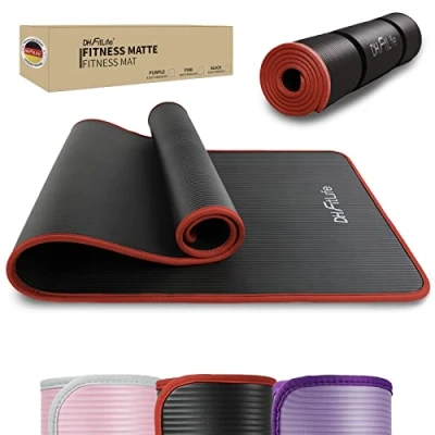 Abbildung von DH FitLife Trainingsmatte Fitnessmatte, Sportmatte 183 * 61 1 cm, Gymnastikmatte extra reißfest, Yogamatte rutschfest und dick, Workout Matte (violett)