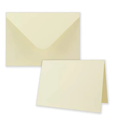 Abbildung von 40x Faltkarten Set inklusive Briefumschläge größer als DIN B6 Übergröße Blanko Einladungs Karten in Creme mit Struktur Prägung Klappkarten geprägtem Muster