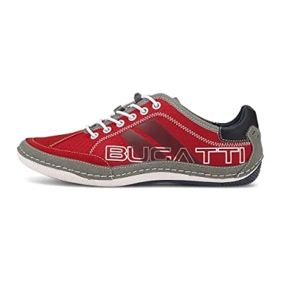 Abbildung von bugatti Herren Casual Sneaker mit Flexibler Sohle, Schnürschuh Memory Foam, Elastische Schnürsenkel, Rot, 43 EU