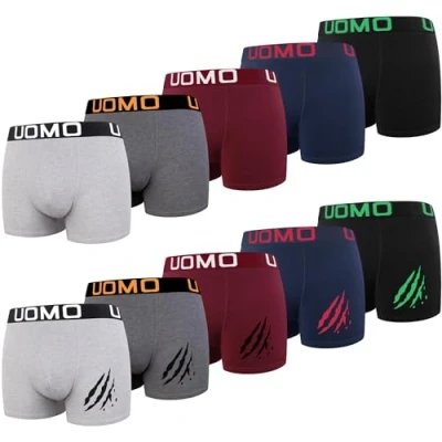 Abbildung von L&amp;K 10er Pack Herren Retroshorts Boxershorts Baumwolle klassischen Unifarben Unterhose Mehrfarbig 1116 D XL