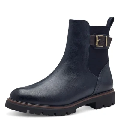 Abbildung von MARCO TOZZI Damen Chelsea Boots Vegan mit Reißverschluss, Blau (Navy Comb), 39 EU