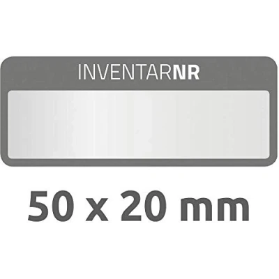 Abbildung von AVERY Zweckform 6905 Polyester Inventaretiketten (stark selbstklebend, strapazierbar, Kleinformat, 50x20 mm, 50 Aufkleber auf 10 Blatt) silber/schwarz