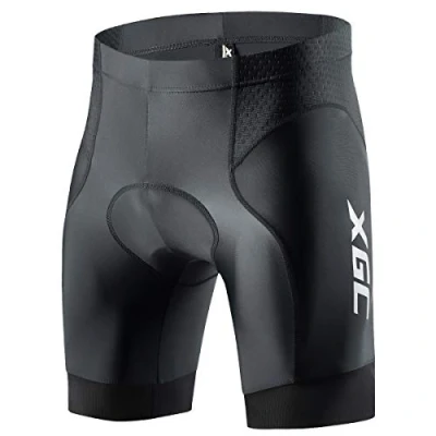 Abbildung von XGC Herren Kurze Radlerhose und Radunterhose Radsportshorts Fahrradhose für Männer elastische atmungsaktive 4D Schwamm Sitzpolster mit Einer hohen Dichte (Black, 2XL)