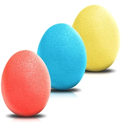 Abbildung von Kurtzy 3er Pack Hand Therapie Bälle TPE Anti Stress Handtherapie mit 3 Widerstandsstufen Antistressball Erwachsene &amp; Kinder für Stressabbau, Massage Übungsstärkebälle Leicht, Mittel Hart