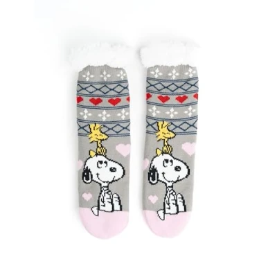 Abbildung von United Labels The Peanuts Snoopy Kuschelsocken für Damen, Rot Weiß, 35 38, flauschige Stoppersocken, Wintersocken, warme Socken, Hüttensocken