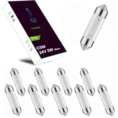 Abbildung von LIGHTWORLD24 10 x Soffitte 24V 5W C5W SV8,5 36mm Kennzeichenbeleuchtung Glühlampe Ersatzlampe für LKW BUS Innenraum