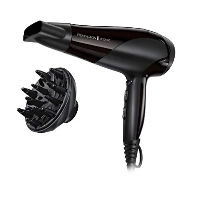 Abbildung von Remington Haartrockner Ionen (2200W, Ionenpflege Keramik Ring: schonendes Styling &amp; gleichmäßige Wärmeverteilung, 3 Heiz 2 separate Gebläsestufen + Abkühlstufe, Aufsätze) D3198 [Amazon Exklusiv]