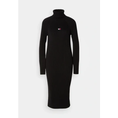 Abbildung von Tommy Jeans Mockneck Badge Sweater Dress Strickkleid, Damen, Größe: 32, Black