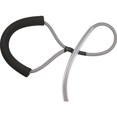Abbildung von Deuser TUBE (Grau Extra Stark) Fitness Expander mit Trittschutz 190 cm Hochwertiges und strapazierfähiges Material Widerstandsbänder Krafttraining leicht kompakt Fitnessband