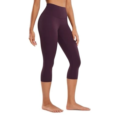 Abbildung von CRZ Yoga Butterluxe Damen High Waist 3/4 Leggings Capri Blickdicht Sport Fitness Sommer Sporthose 48cm Dunkellila 44