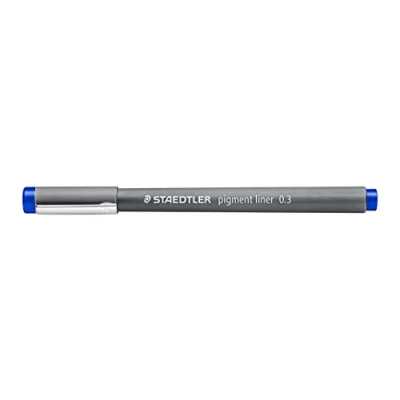 Abbildung von STAEDTLER pigment liner, blau, Linienbreite 0,3 mm, dokumentenechte Pigmenttinte, lange Metallspitze, Lebensdauer, 10 Fineliner im Kartonetui, 308 03 3