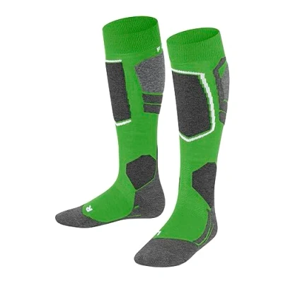 Abbildung von FALKE Unisex Kinder Skisocken SK4 Advanced K KH Wolle warm dünn 1 Paar, Grün (Vivid Green 7231), 35 38