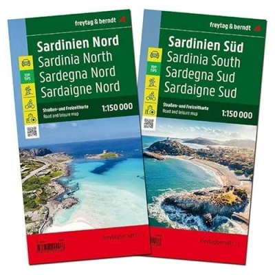 Abbildung von Sardinien, Straßenkarten Set 1:150.000, freytag &amp; berndt: 2 Blätter in Kunststoff Hülle mit Infoguide und Top Tips, Radwege, Cagliari (freytag berndt Auto + Freizeitkarten)
