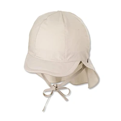 Abbildung von Sterntaler Schirmmütze Nacken Unisex Baby und Kinder Mütze mit Nackenschutz einsteckbaren Ohrenklappen UV Schutz 50+ Sommermütze zum Binden Popeline (Bio) Kopfbedeckung beige, Größe 47