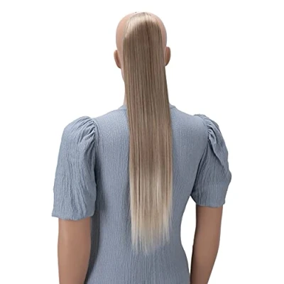 Abbildung von CAISHA 60cm Zopf mit 2 Bändern Pferdeschwanz Langhaar Extensions Haarverlängerung Haarteil Glatt Dunkelblond Mix HC26
