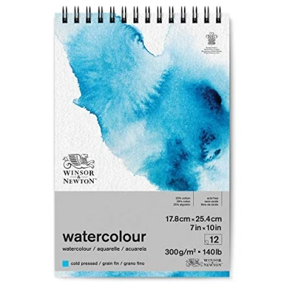 Abbildung von Winsor &amp; Newton 6662581 Classic Aquarellpapier in Spiralbindung 12 Blatt 17,8 x 25,4cm, 300g/m², kaltgepresstes, leicht texturiertes weißes Papier archivierbarer Qualität, gilbbeständig