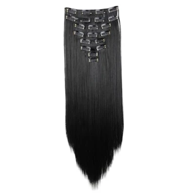 Abbildung von CAISHA XXL 50cm 8 Teile Set CLIP IN EXTENSIONS Nicole Haarverlängerung Haarteil Glatt Schwarz CES100
