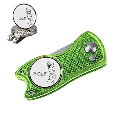 Abbildung von Crestgolf Pitchgabel Golf Klappbar, Manuell mit Magnet Ballmarker, Switchblade Tragbares Reparaturzubehör Rot