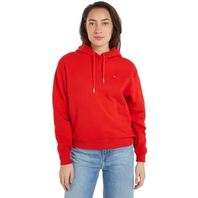 Abbildung von Tommy Hilfiger Damen Hoodie Flag On Chest mit Kapuze, Rot (Fierce Red), XS